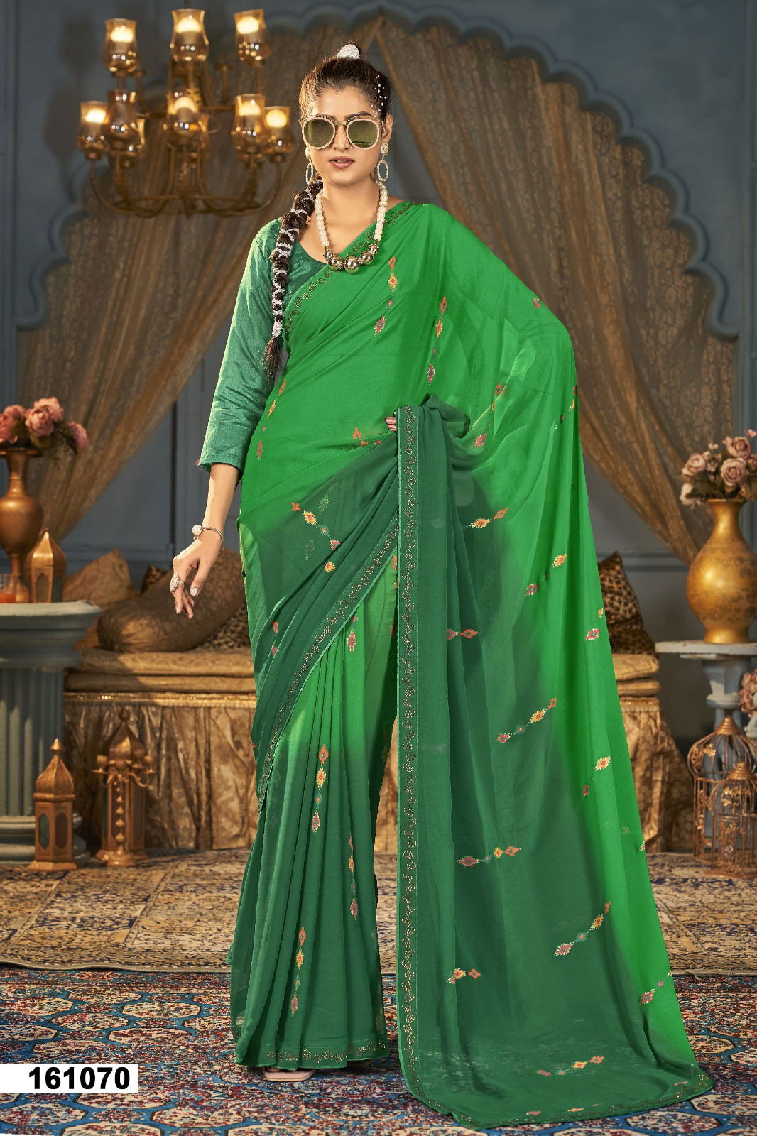 Risha By Vallabhi Georgette Diamond Printed Saree Wholesale Shop In Surat